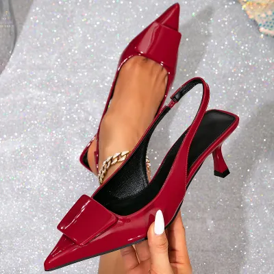 Women's Sexy Solid Color Pointed Toe Stiletto Heel Sandals