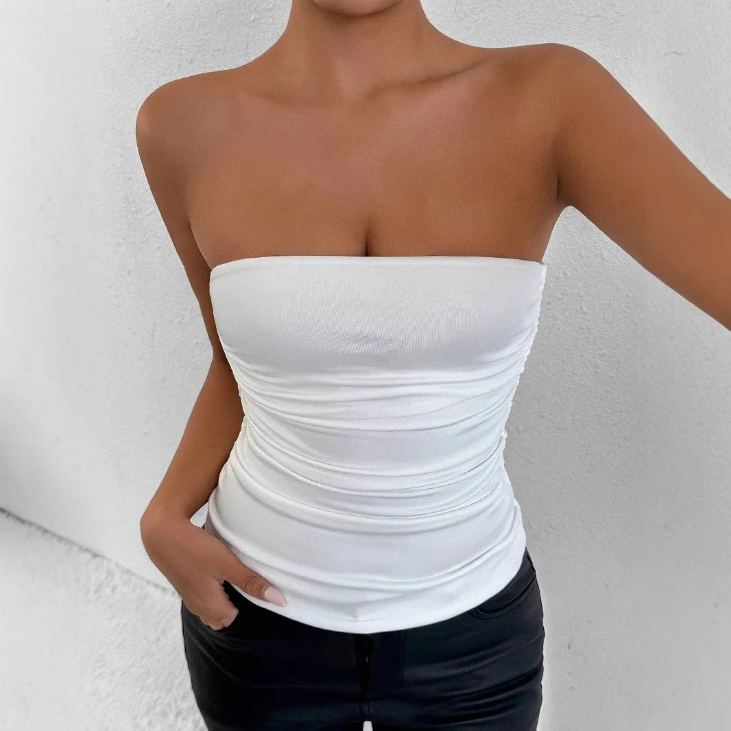 Women Fashion Sexy Summer Solid Color Tube Top