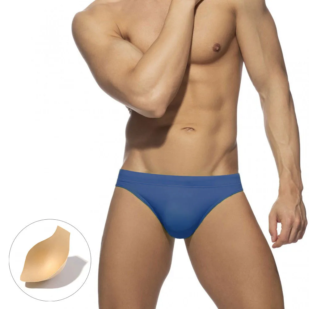 Men Fashion Simple Solid Color With Cup Swimming Trunks