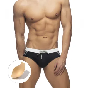 Men's Fashion Color Block Anti-Light Swim Trunks with Cup