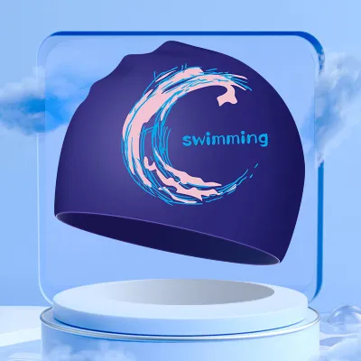 Fashion Printed Waterproof Silicone Ear-Protection Swimming Cap