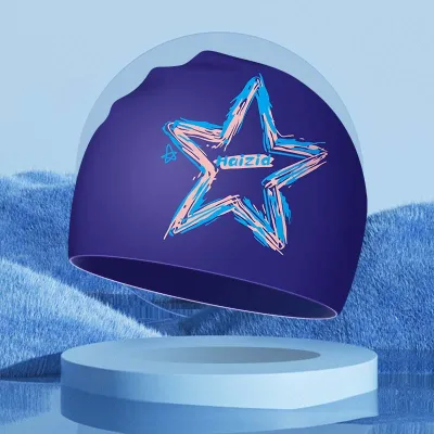 Fashion Star Printed Waterproof Silicone Ear-Protection Swimming Cap