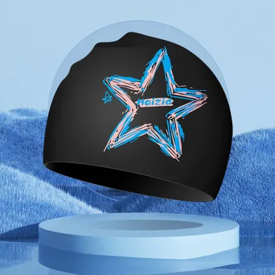 Fashion Star Printed Waterproof Silicone Ear-Protection Swimming Cap