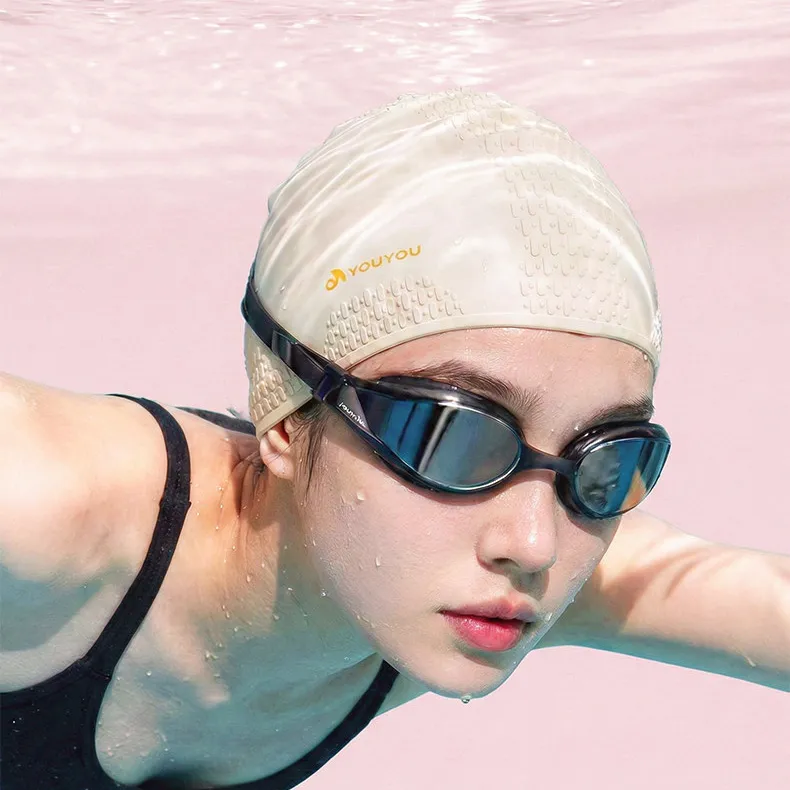 Women Fashion Solid Color Long Hair Special Waterproof Silicone Extra-Large Thickened Swimming Cap