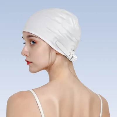 Bonnet de bain extra large en silicone uni tendance avec fermeture réglable