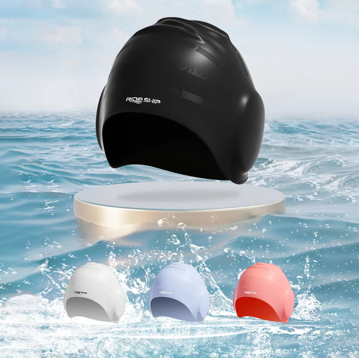 Fashion Solid Color Silicone Head-Free Waterproof Swimming Cap