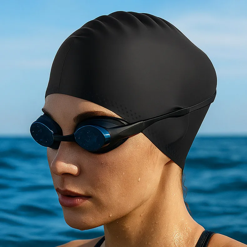 Fashion Solid Color Silicone Waterproof Inner Non-Slip Ear Protection Swimming Cap