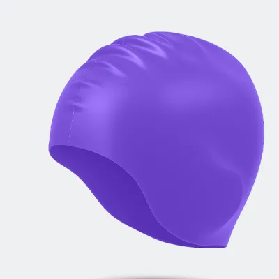 Fashion Solid Color Enlarge And Widened Ear Protection Silicone Non-Slip Soft High Elastic Swimming Cap