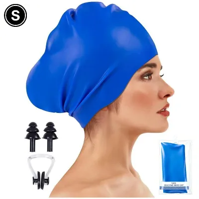 Women Fashion Solid Color No Head Increase Capacity Strong Waterproof Silicone Swimming Cap