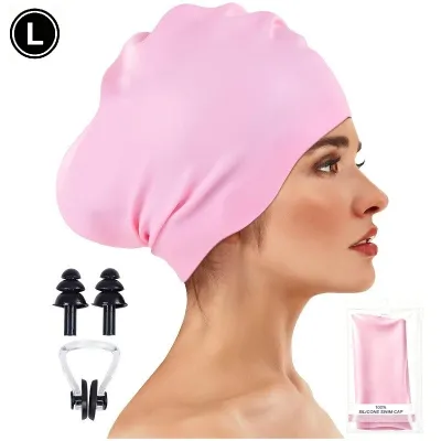 Women Fashion Solid Color No Head Increase Capacity Strong Waterproof Silicone Swimming Cap
