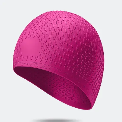 Fashion Solid Color Silicone Anti-Ear Water Drop High Elastic Swimming Cap