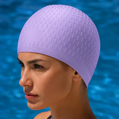 Bonnet de bain en silicone uni tendance, anti-goutte d'eau et très élastique