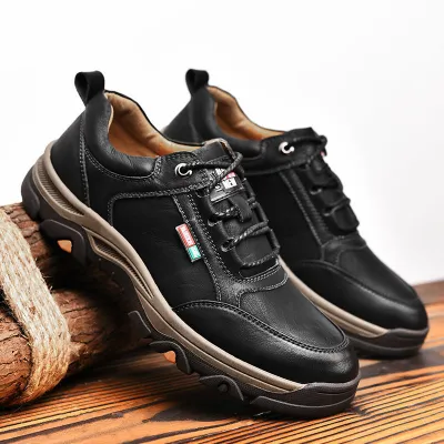 Men's Fashion Casual Business Round Toe PU Leather Lace Up Shoes