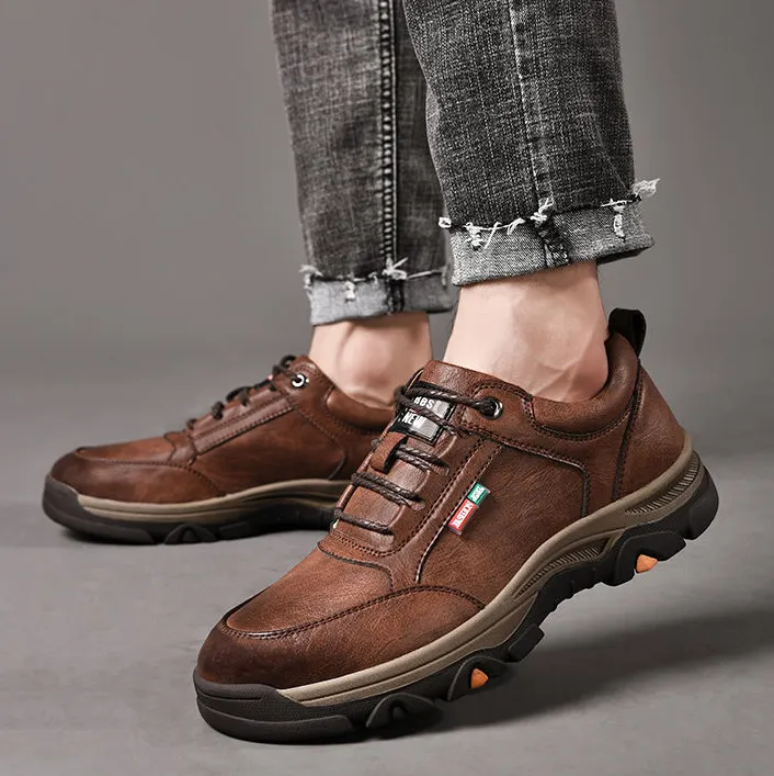 Men's Fashion Casual Business Round Toe PU Leather Lace Up Shoes