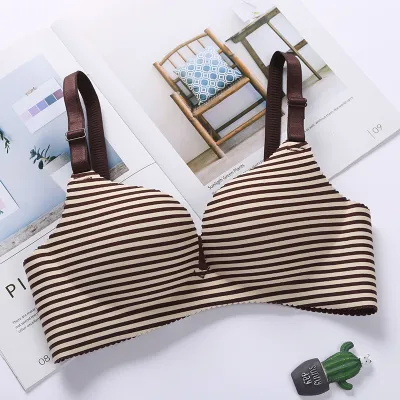 Women Fashion Sexy Printed Seamless Without Steel Ring Gathered Bra