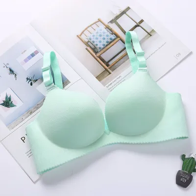 Women Fashion Sexy Printed Seamless Without Steel Ring Gathered Bra
