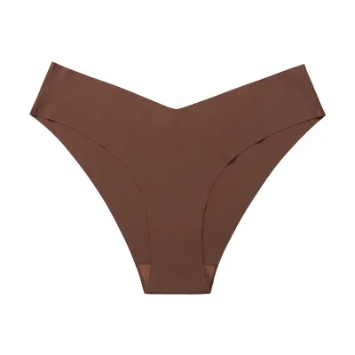 Women Fashion Solid Color Simple Low-Waist Seamless Ice Silk Thin Thong