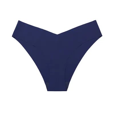 Women Fashion Solid Color Simple Low-Waist Seamless Ice Silk Thin Thong