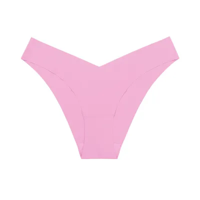 Women Fashion Solid Color Simple Low-Waist Seamless Ice Silk Thin Thong