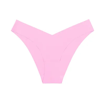 Women Fashion Solid Color Simple Low-Waist Seamless Ice Silk Thin Thong