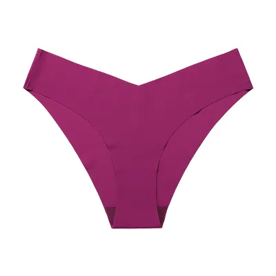 Women Fashion Solid Color Simple Low-Waist Seamless Ice Silk Thin Thong