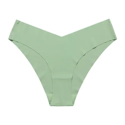 Women Fashion Solid Color Simple Low-Waist Seamless Ice Silk Thin Thong