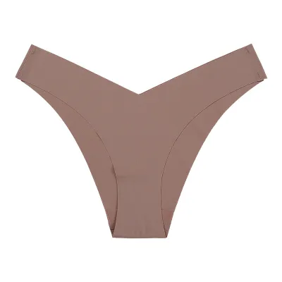 Women Fashion Solid Color Simple Low-Waist Seamless Ice Silk Thin Thong
