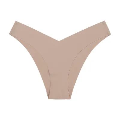 Women Fashion Solid Color Simple Low-Waist Seamless Ice Silk Thin Thong