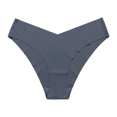 Women Fashion Solid Color Simple Low-Waist Seamless Ice Silk Thin Thong