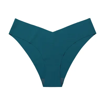 Women Fashion Solid Color Simple Low-Waist Seamless Ice Silk Thin Thong