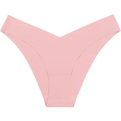 Women Fashion Solid Color Simple Low-Waist Seamless Ice Silk Thin Thong