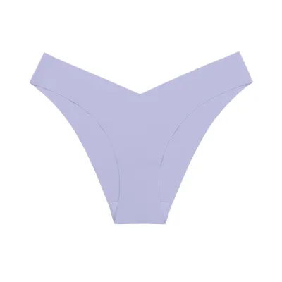 Women Fashion Solid Color Simple Low-Waist Seamless Ice Silk Thin Thong
