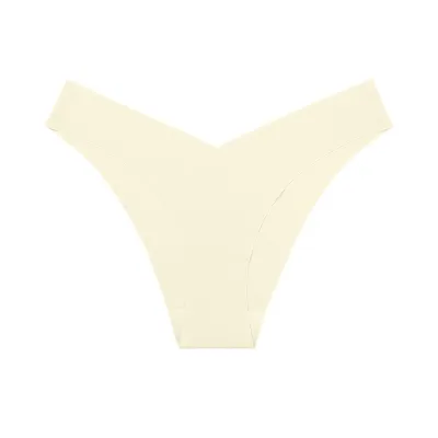 Women Fashion Solid Color Simple Low-Waist Seamless Ice Silk Thin Thong