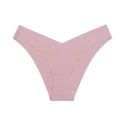 Women Fashion Solid Color Simple Low-Waist Seamless Ice Silk Thin Thong