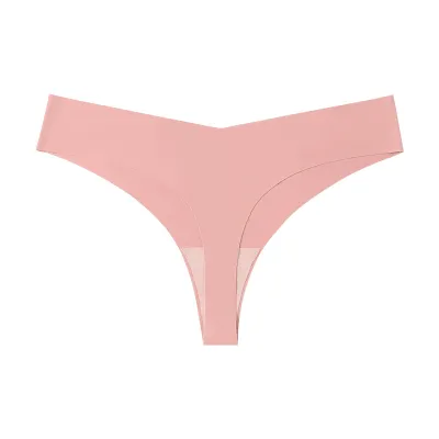 Women Fashion Solid Color Traceless Cotton Crotch Breathable Thong