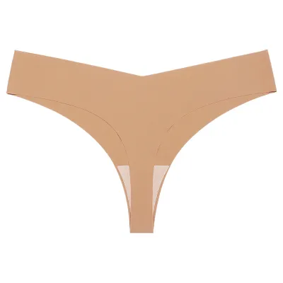 Women Fashion Solid Color Traceless Cotton Crotch Breathable Thong