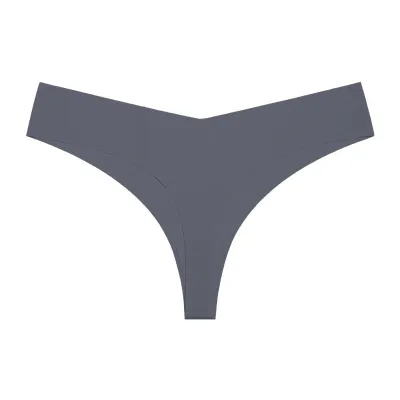 Women Fashion Solid Color Traceless Cotton Crotch Breathable Thong