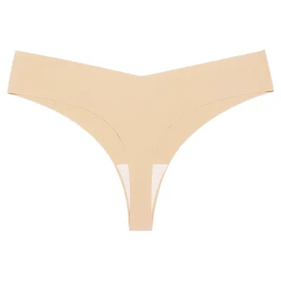Women Fashion Solid Color Traceless Cotton Crotch Breathable Thong