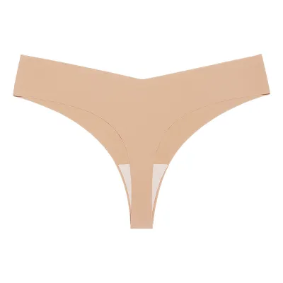 Women Fashion Solid Color Traceless Cotton Crotch Breathable Thong