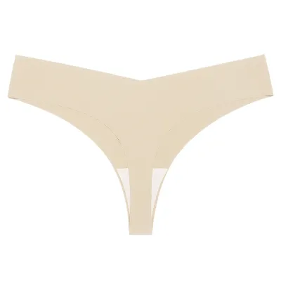 Women Fashion Solid Color Traceless Cotton Crotch Breathable Thong