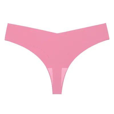 Women Fashion Solid Color Traceless Cotton Crotch Breathable Thong