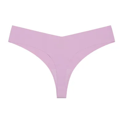 Women Fashion Solid Color Traceless Cotton Crotch Breathable Thong