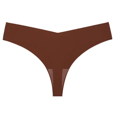 Women Fashion Solid Color Traceless Cotton Crotch Breathable Thong