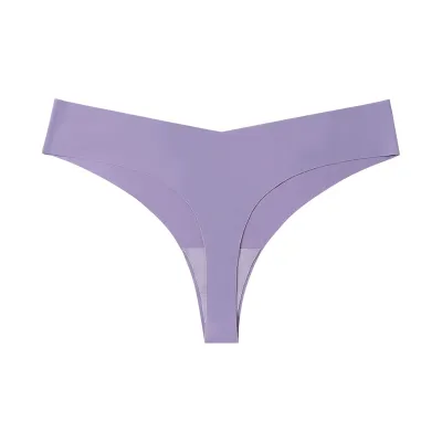Women Fashion Solid Color Traceless Cotton Crotch Breathable Thong