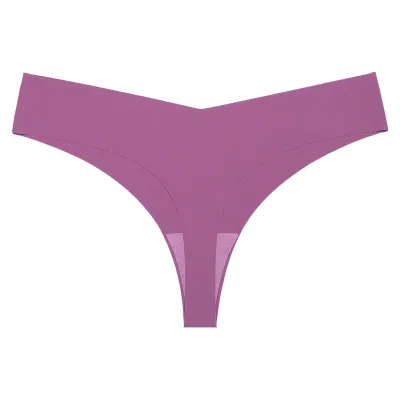 Women Fashion Solid Color Traceless Cotton Crotch Breathable Thong