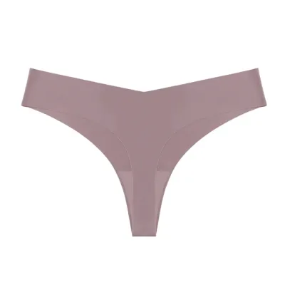 Women Fashion Solid Color Traceless Cotton Crotch Breathable Thong
