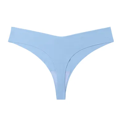 Women Fashion Solid Color Traceless Cotton Crotch Breathable Thong