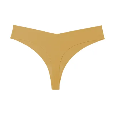 Women Fashion Solid Color Traceless Cotton Crotch Breathable Thong