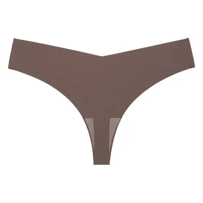 Women Fashion Solid Color Traceless Cotton Crotch Breathable Thong
