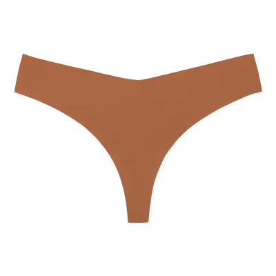 Women Fashion Solid Color Traceless Cotton Crotch Breathable Thong